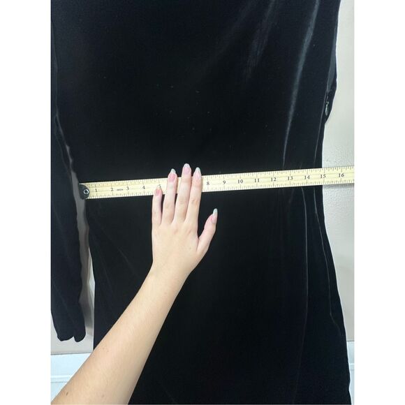 NWT MASSIMO DUTTI Short Velvet Asymmetric Sleeves Black Dress Women's Medium - Picture 9 of 12